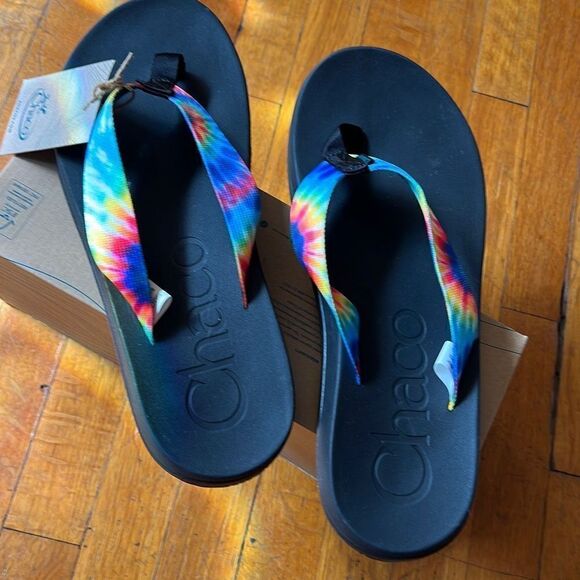 Chaco Men's Chillos Flip Flops - Dark Tie Dye New Size 11 - Picture 4 of 5